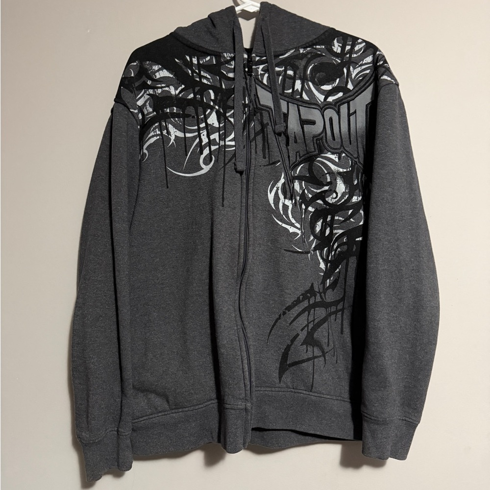 Tapout Men's Dark Gray Zip-Up Sweater